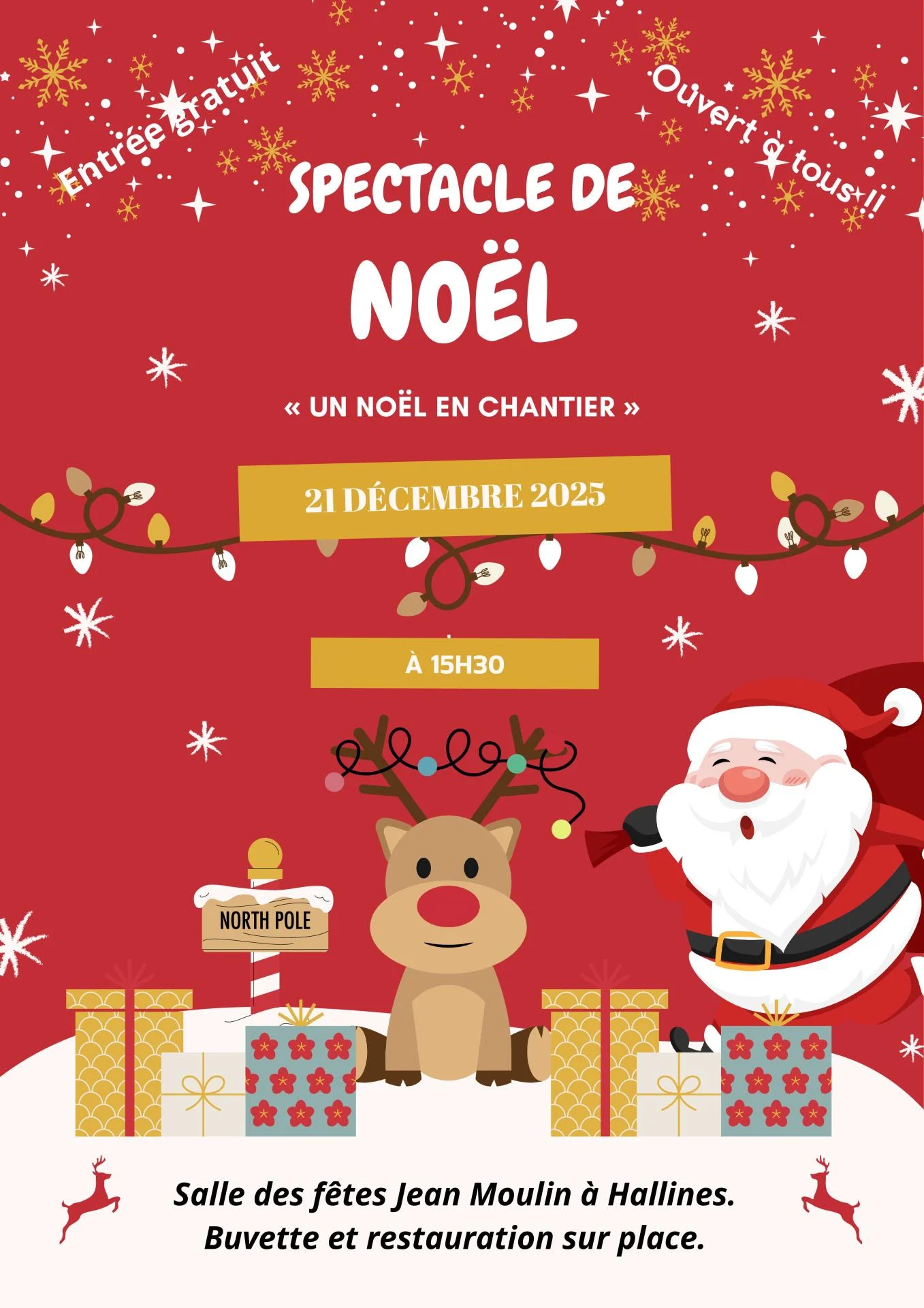 Affiche spectacle de noel illustratif rouge blanc pdf