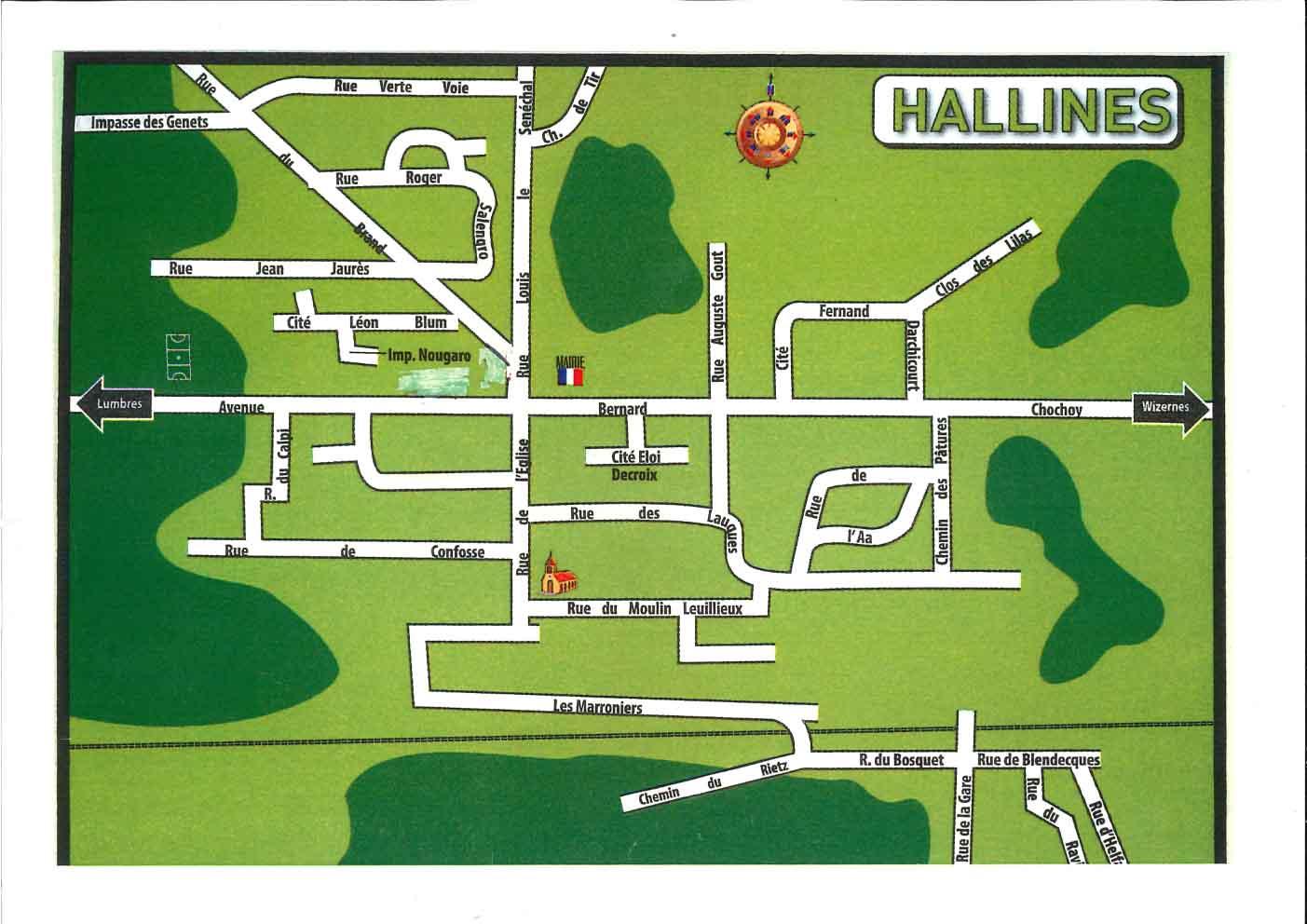 Hallines plan du village