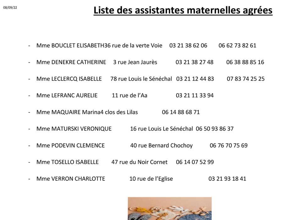 Liste assistantes maternelles 2022