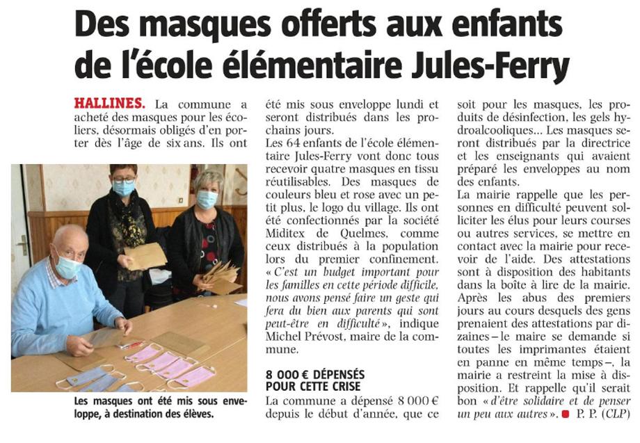 Masques ecole hallines